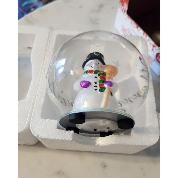 Color Changing Handblown Snowman Glass Globe LED Light Up Merry Christmas - Picture 2 of 6